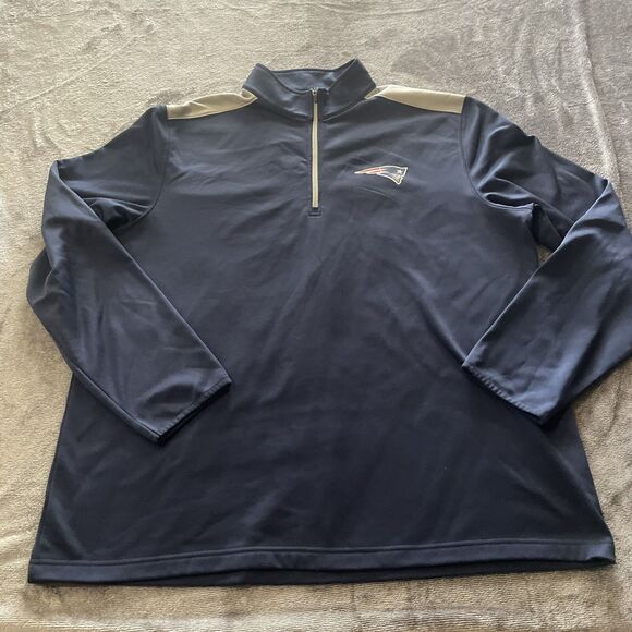 New England PATRIOTS 1/4 Zip Jacket Men's Size 2XL Blue Long Sleeve NFL Team App - Picture 13 of 13